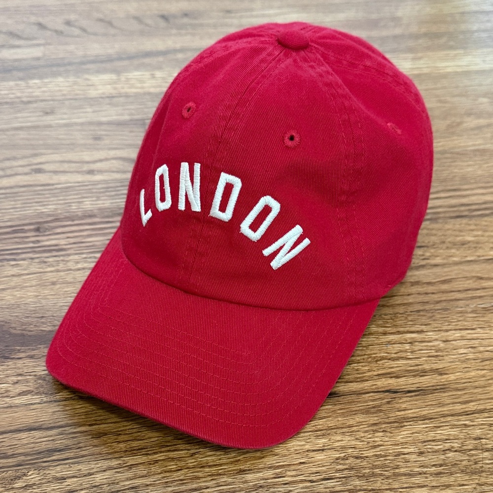 Anthropologie Red London Baseball Cap